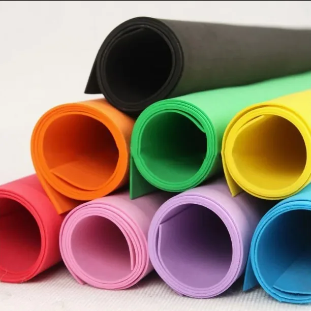 Rubber sheets in rolls of many colours