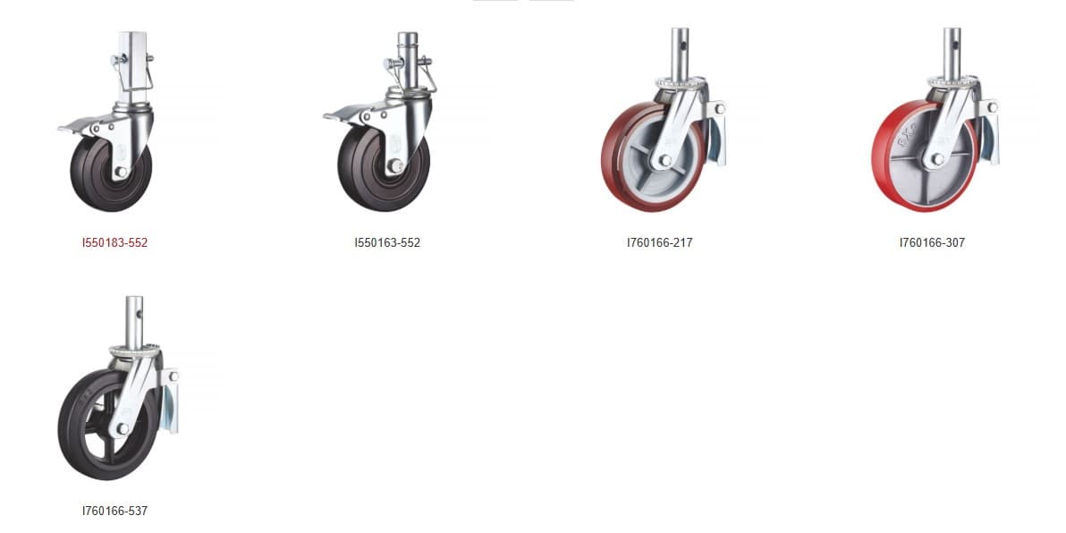 Scaffold Caster: catalogue image with product codes