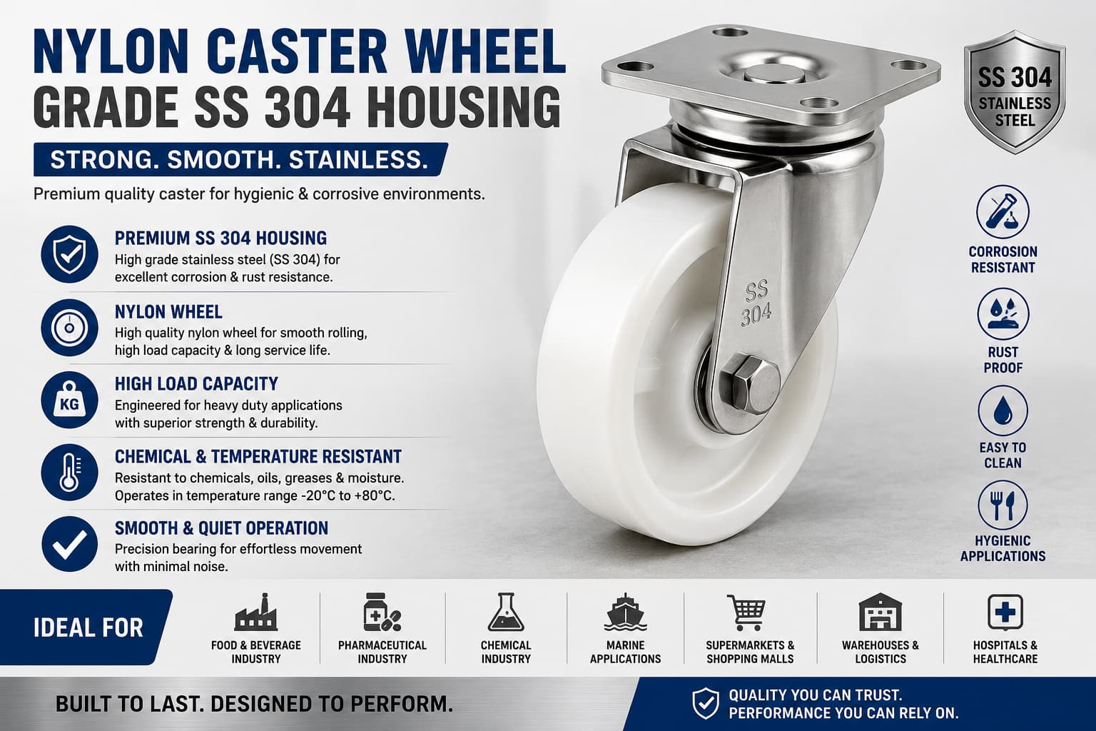 Nylon Caster Wheel SS 304